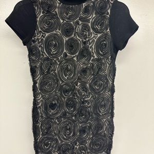 Charming Charlie floral design black/nude blouse